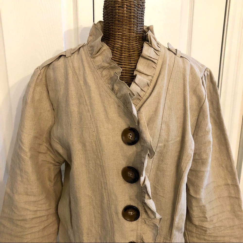 Frilled Light linen jacket , size Xl